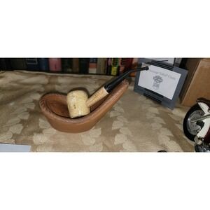 Vintage Pipe Holder Dish Ceramic Rustic Rope Trim